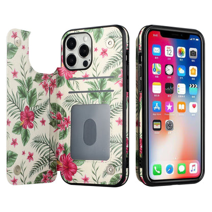 iPhone 13 Wallet Case with Card Holder, PU Leather Kickstand Card Slots Case, Double Magnetic Clasp Durable Shockproof Cover 6.1 Inch (FLORAL A)