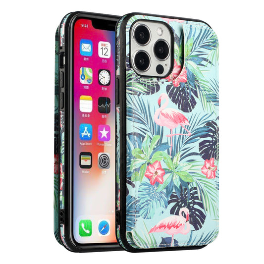 iPhone 13 Wallet Case with Card Holder, PU Leather Kickstand Card Slots Case, Double Magnetic Clasp Durable Shockproof Cover 6.1 Inch (FLORAL B)