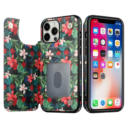 iPhone 13 Wallet Case with Card Holder, PU Leather Kickstand Card Slots Case, Double Magnetic Clasp Durable Shockproof Cover 6.1 Inch (FLORAL C)