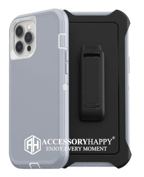 Armor Rugged Defender Case for iPhone 12 PRO Max(6.7") Protective Case with Belt Clip Holster, Heavy Duty-Gray