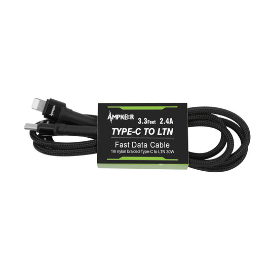 Premium USB C to USB Lightning Nylon -Braid Cable 3FT and 2.4Amps Fast Charging USB Type C Charger Cord for ALL iPhones