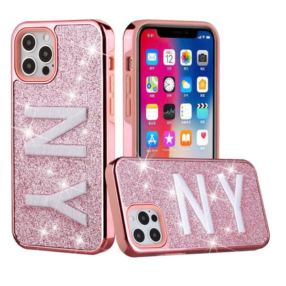 iPhone 12 12Pro Case with Protection, 2 in 1 Durable Hard PC+Soft Silicone Heavy Duty Shockproof Glitter Full Body Phone Protective Case Cover - NY