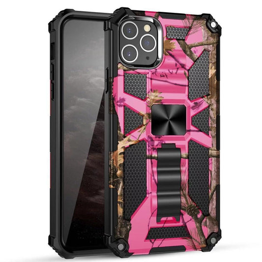 iPhone 13 Case  with Built-in Kick Stand with Magnetic Magnet Protective Phone Case for iPhone 13 iPhone-PINK CAMO