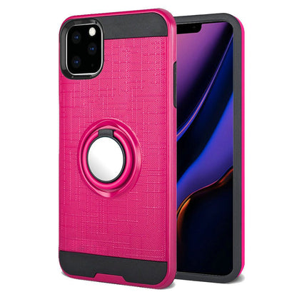 For Apple iPhone 11 Pro MAX (XI6.5) Magnetic Ring Kickstand Hybrid Case Cover - Hot Pink