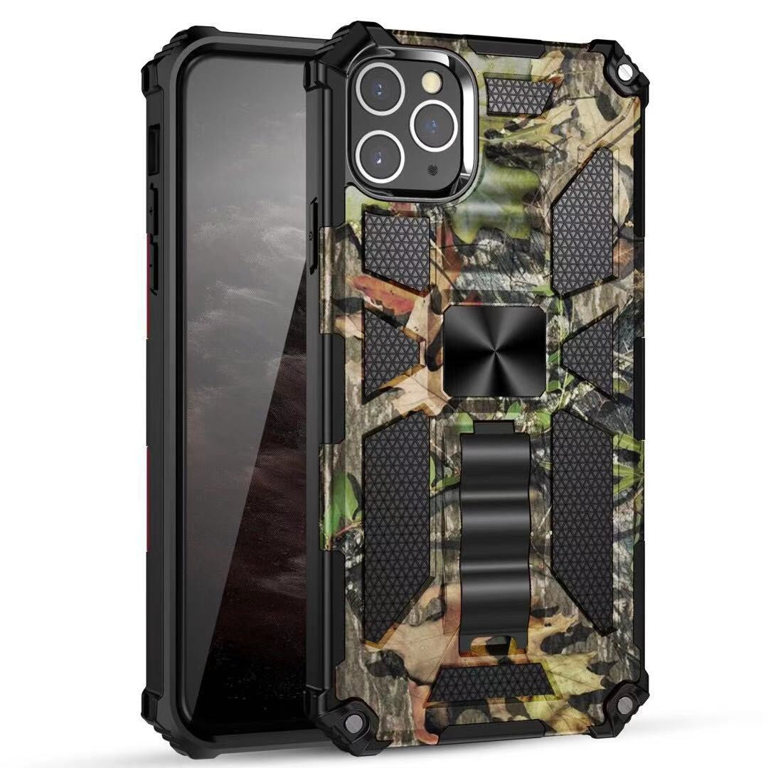iPhone 13 Case  with Built-in Kick Stand with Magnetic Magnet Protective Phone Case for iPhone 13 iPhone-GREEN CAMO