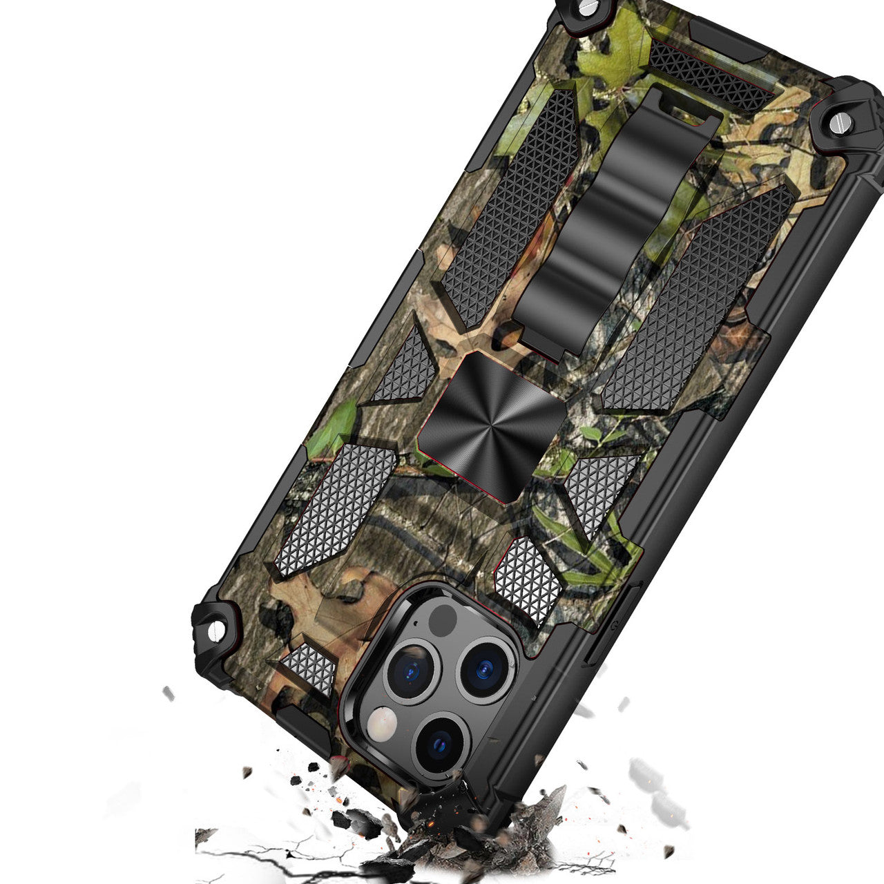 iPhone 13 Case  with Built-in Kick Stand with Magnetic Magnet Protective Phone Case for iPhone 13 iPhone-GREEN CAMO