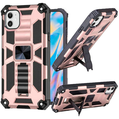 iPhone 13 Case  with Built-in Kick Stand with Magnetic Magnet Protective Phone Case for iPhone 13 iPhone-ROSE GOLD