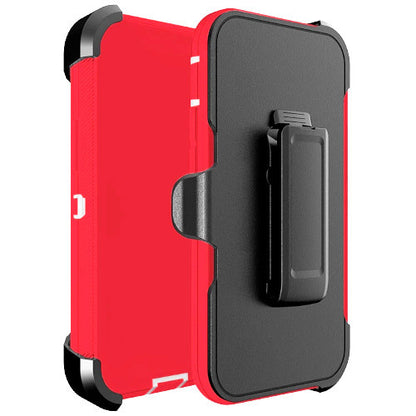 Armor Rugged Defender Case for iPhone 12 PRO Max(6.7") Protective Case with Belt Clip Holster, Heavy Duty-RED