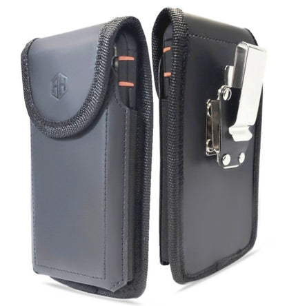 AH 360 Rotating Leather Vertical Cell Phone Belt Holster Pouch, Rugged Outdoor Pouch Horizontal Carrying Clip Holster