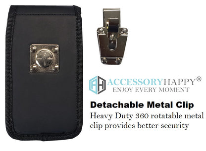 AH 360 Rotating Leather Vertical Cell Phone Belt Holster Pouch, Rugged Outdoor Pouch Horizontal Carrying Clip Holster