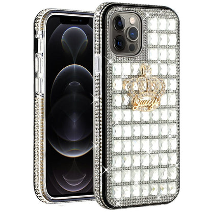 iPhone 12 iPhone 12 Pro Bling Case, Girls Women 3D Luxury Sparkle Glitter Diamond Crystal Rhinestone Pumpkin Car Charm Pendant Protective Case Cover for iPhone 13 6.1 inch (Crown Diamond)