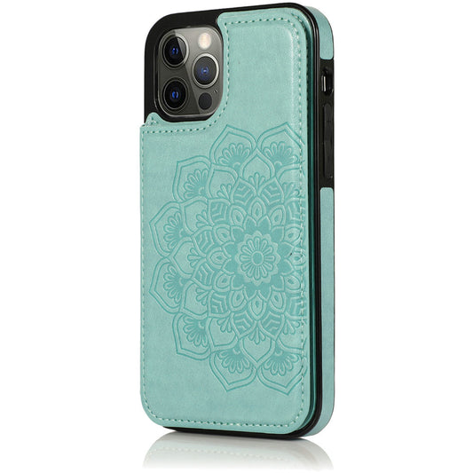 iPhone 13 Wallet Case with Card Holder, PU Leather Kickstand Card Slots Case, Double Magnetic Clasp Durable Shockproof Cover 6.1 Inch (TEAL)