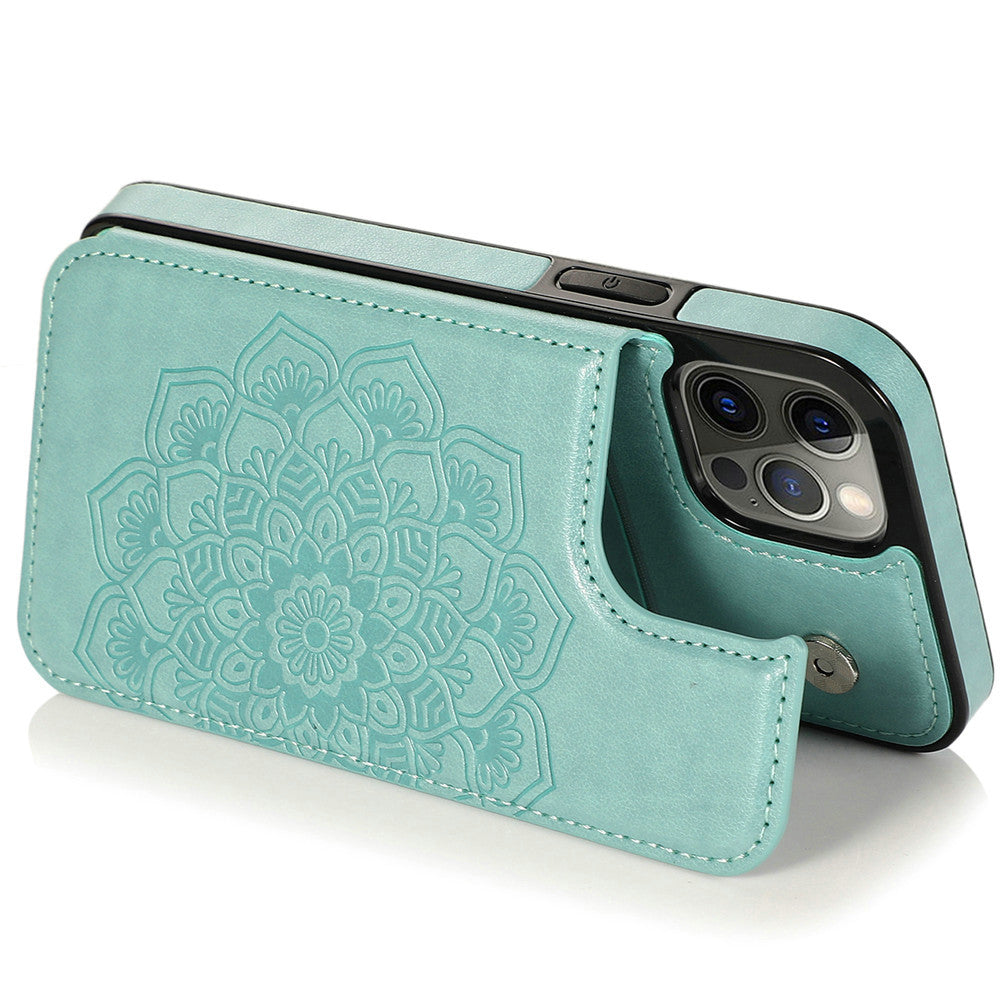 iPhone 13 Wallet Case with Card Holder, PU Leather Kickstand Card Slots Case, Double Magnetic Clasp Durable Shockproof Cover 6.1 Inch (TEAL)