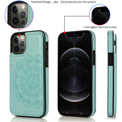 iPhone 13 Wallet Case with Card Holder, PU Leather Kickstand Card Slots Case, Double Magnetic Clasp Durable Shockproof Cover 6.1 Inch (TEAL)