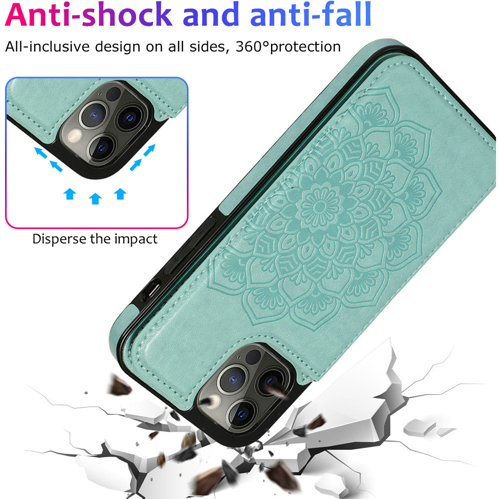 iPhone 13 Wallet Case with Card Holder, PU Leather Kickstand Card Slots Case, Double Magnetic Clasp Durable Shockproof Cover 6.1 Inch (TEAL)