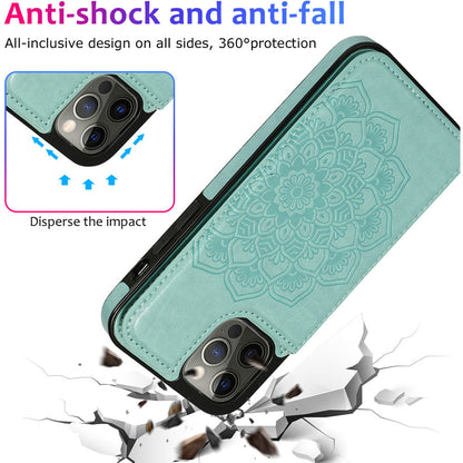 iPhone 13 Wallet Case with Card Holder, PU Leather Kickstand Card Slots Case, Double Magnetic Clasp Durable Shockproof Cover 6.1 Inch (TEAL)
