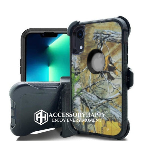 Armor Rugged Defender Case for iPhone XR Protective Case with Belt Clip Holster, Heavy Duty-CAMO
