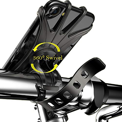 AccessoryHappy AH Bike Phone Mount, 360 Rotatable Adjustable Universal Silicone Gym Bike Phone Holder Bicycle GPS Units Holder, Compatible with iPhone 12 Pro Max/12 mini/12/11 Pro Max/XS MAX/XR/8