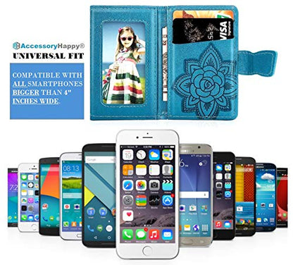 Universal Adhesive Wallet/Card Holder, Credit Card Holder for Back of Phone Pocket 3M Adhesive Sticker Card Pouch Sleeve for iPhone/Samsung Galaxy and Most Smartphones (Butterfly Teal)
