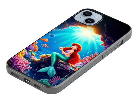 iPhone 14 Magsafe Compatible Little Mermaid Case Featuring Soft TPU Edges and Durable Plastic Backing