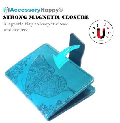 Universal Adhesive Wallet/Card Holder, Credit Card Holder for Back of Phone Pocket 3M Adhesive Sticker Card Pouch Sleeve for iPhone/Samsung Galaxy and Most Smartphones (Butterfly Teal)