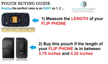 Premium AccessoryHappy Cell Phone Case, Rugged Pouch Holster Flip Phone Belt Case Fits Kyocera Cadence LTE, DuraXTP, DuraXV LTE, DuraXV Plus, DuraXE, Convoy 4, Most Large FLIP Phones