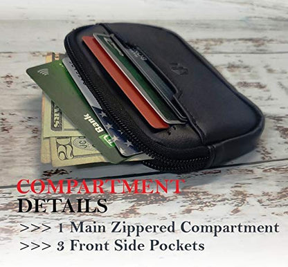 AccessoryHappy RFID Belt Loop Wallets for Men - Minimalist Genuine Leather Money Carrier Clip Wallet