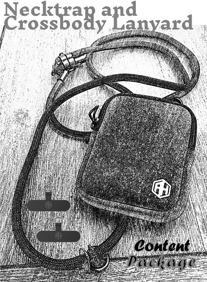 AH Phone Lanyard Crossbody with 2 Phone Tabs, Adjustable Anti Theft Phone Strap for All Phones, Metal Buckles, Skin-Friendly, Universal Cell Phone Neck lanyard for Travel Essentials with a Bag, Black