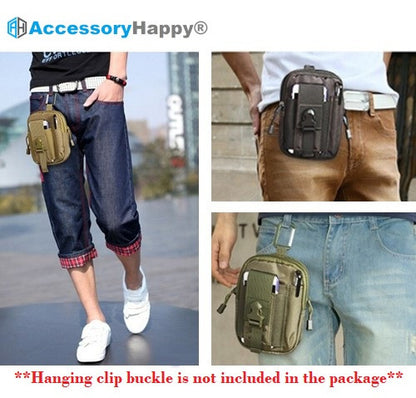 AccessoryHappy Premium Outdoor Hunting Tactical Holster Waist Cell Phone Pouch MOLE System fits Single Pistol Magazine, Knife, Flashlight, Sheath, Airsoft Hunting Ammo and Much More (Black)