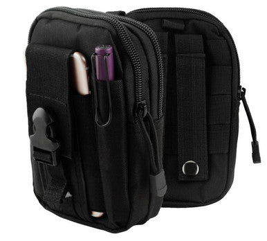 AccessoryHappy Premium Outdoor Hunting Tactical Holster Waist Cell Phone Pouch MOLE System fits Single Pistol Magazine, Knife, Flashlight, Sheath, Airsoft Hunting Ammo and Much More (Black)