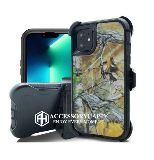 Armor Rugged Defender Case for iPhone 13 (6.1") Protective Case with Belt Clip Holster, Heavy Duty-Black Camo