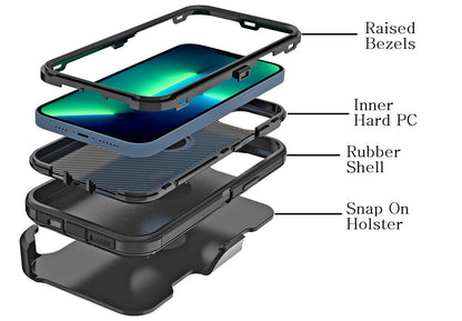 Armor Rugged Defender Case for iPhone 11 (6.1") Protective Case with Belt Clip Holster, Heavy Duty-BLACK