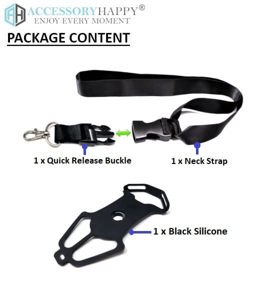 AccessoryHappy AH Universal Heavy Duty Cell Phone Carrying Lanyard Leash Neck Strap Tether Holder Quick Release Buckle Smart Cell Holder Case for iPhone, Galaxy & Most Smartphone Black