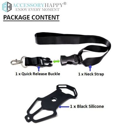 AccessoryHappy AH Universal Heavy Duty Cell Phone Carrying Lanyard Leash Neck Strap Tether Holder Quick Release Buckle Smart Cell Holder Case for iPhone, Galaxy & Most Smartphone Black