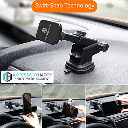 Phone Holder Magnetic Mount for Office Desk Dashboard Windshield Phone Mount Sturdy Adjustable Multi-Angle Car Mount Holder Stand with Adjustable Telescopic Arm for All Cell Phones & Garmin GPS
