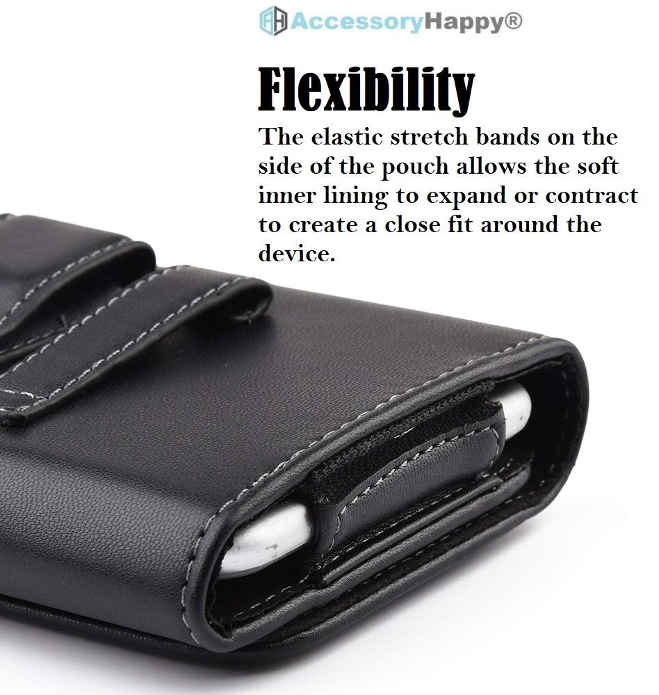 Horizontal Canvas Cell Phone Belt Pouch, Compatible w/iPhone Xs Max, 8 Plus 7 Plus 6 Plus Holster Clip fits w/Commuter Slim Case On or Bare Phone - MAX Inside Dims [6.35" X 3.25" X 0.5"]