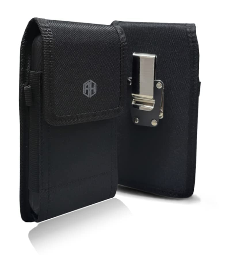 AH Premium Rotating Nylon Canvas Phone Holster Holder, Swivel Clip Holster for Android, Samsung, LG, Google, iPhone (Fits Otterbox)