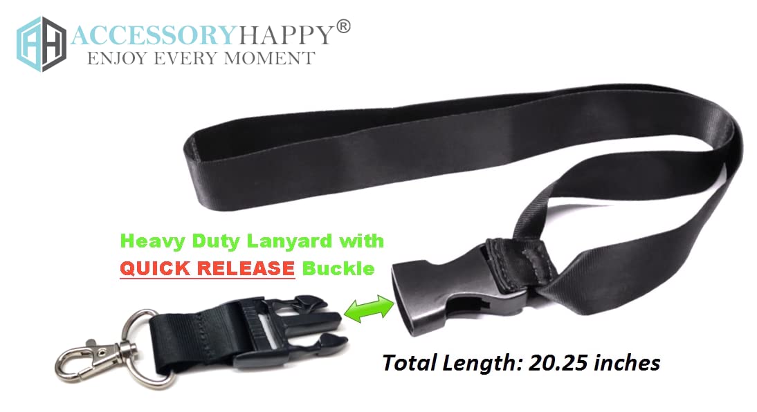 AccessoryHappy AH Universal Heavy Duty Cell Phone Carrying Lanyard Leash Neck Strap Tether Holder Quick Release Buckle Smart Cell Holder Case for iPhone, Galaxy & Most Smartphone Black