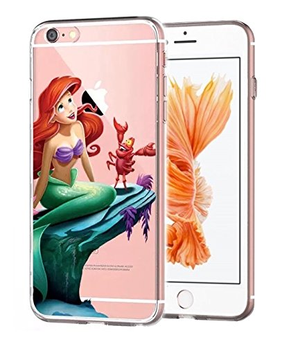AccessoryHappy Little Mermaid Case, Ultra Thin Slim Crystal Clear Soft Flexible TPU Case Cover for iPhone 7 (Ariel & Sebastian)