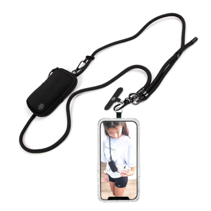 AH Phone Lanyard Crossbody with 2 Phone Tabs, Adjustable Anti Theft Phone Strap for All Phones, Metal Buckles, Skin-Friendly, Universal Cell Phone Neck lanyard for Travel Essentials with a Bag, Black