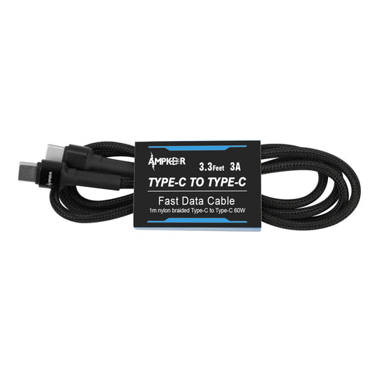 Premium USB C to USB C Nylon -Braid Cable 3FT and 2.4amps Fast Charging USB Type C Charger Cord