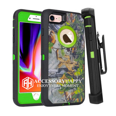 Armor Rugged Defender Case for iPhone 7 and iPhone 8 Protective Case with Belt Clip Holster, Heavy Duty, Built in Screen Protector-Green Camo