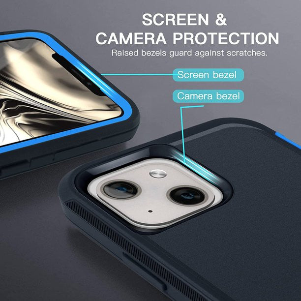 Armor Rugged Defender Case for iPhone 13 (6.1") Protective Case with Belt Clip Holster, Heavy Duty-Blue