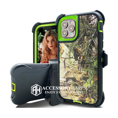 Armor Rugged Defender Case for iPhone 13 PRO Protective Case with Belt Clip Holster, Heavy Duty-Green Camo