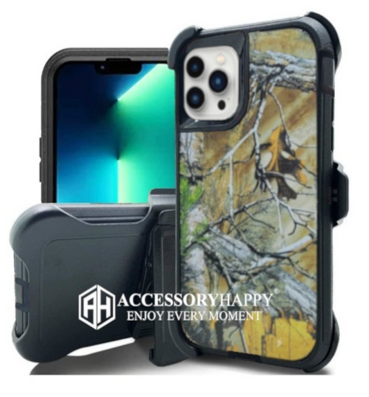 Armor Rugged Defender Case for iPhone 13 PRO Max(6.7") Protective Case with Belt Clip Holster, Heavy Duty-Black Camo