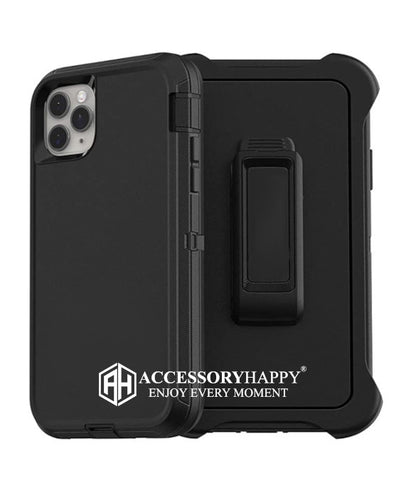 Armor Rugged Defender Case for iPhone 11 Pro Protective Case with Belt Clip Holster, Heavy Duty-BLACK