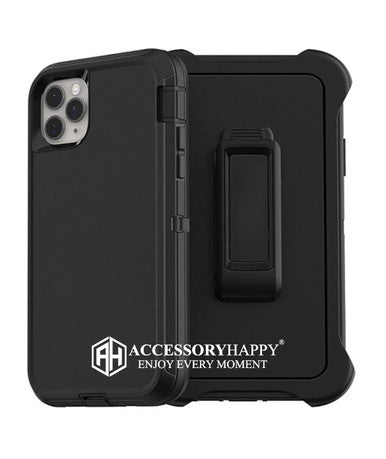 Armor Rugged Defender Case for iPhone 11 Pro Protective Case with Belt Clip Holster, Heavy Duty-BLACK