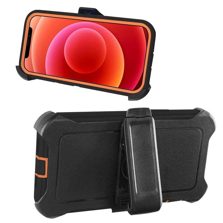 Armor Rugged Defender Case for iPhone 14 Pro (6.1") Protective Case with Belt Clip Holster, Heavy Duty-Orange Black