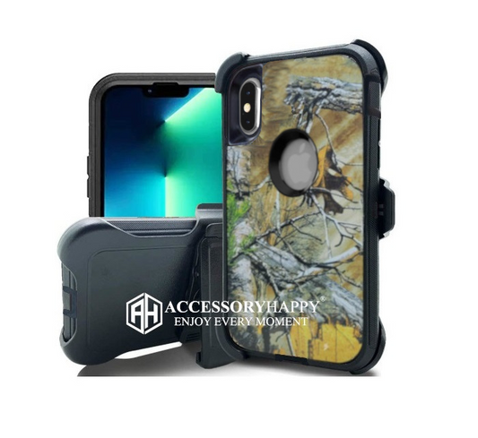 Armor Rugged Defender Case for iPhone X Xs (5.8") Protective Case with Belt Clip Holster, Heavy Duty-CAMO