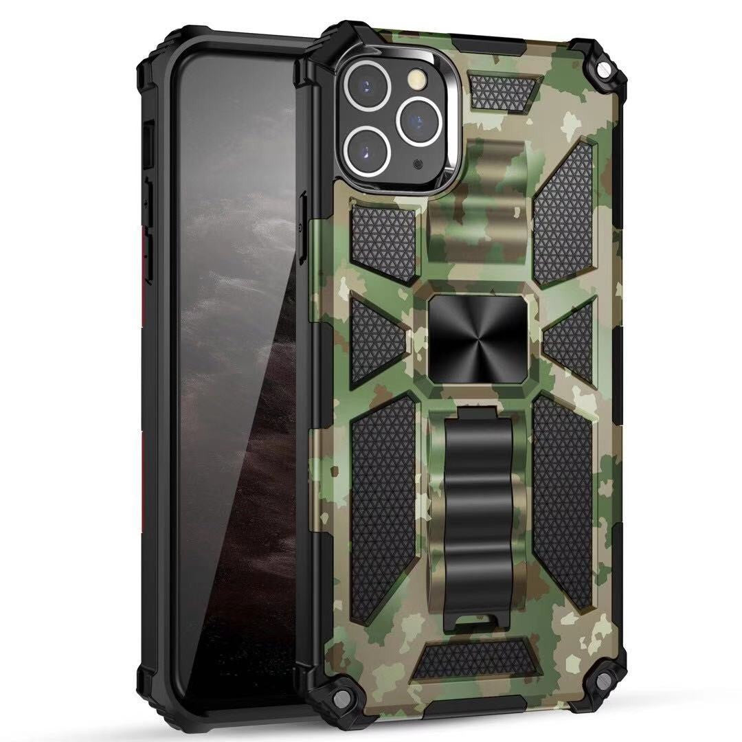 iPhone 13 Case  with Built-in Kick Stand with Magnetic Magnet Protective Phone Case for iPhone 13 iPhone-GREEN MILITARY CAMO